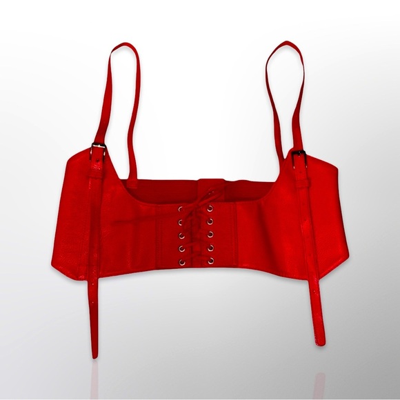 Red Corset Top with straps buttons on the back - Picture 1 of 3